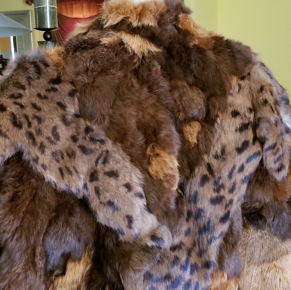 Winner's Circle vintage multi-color patchwork Fur coat Cape - Picture 16 of 16